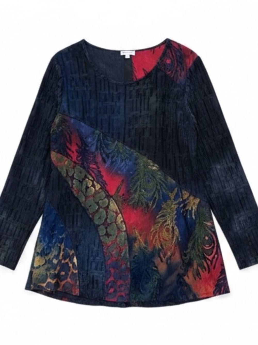 Adore Women’s Textured Asymmetrical Lagenlook Long Sleeve Tunic Top Size Large